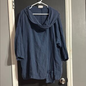 La FIXSUN Vintage Oversized Navy Linen Vacation Summer Tunic Size: L